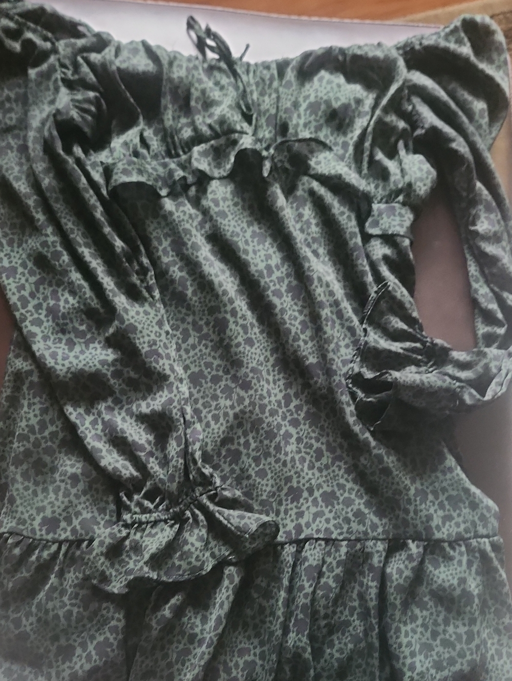 Trixxi Olive Green Floral Ruffle Long-Sleeve Dress Baby Doll Dress Jr Xl